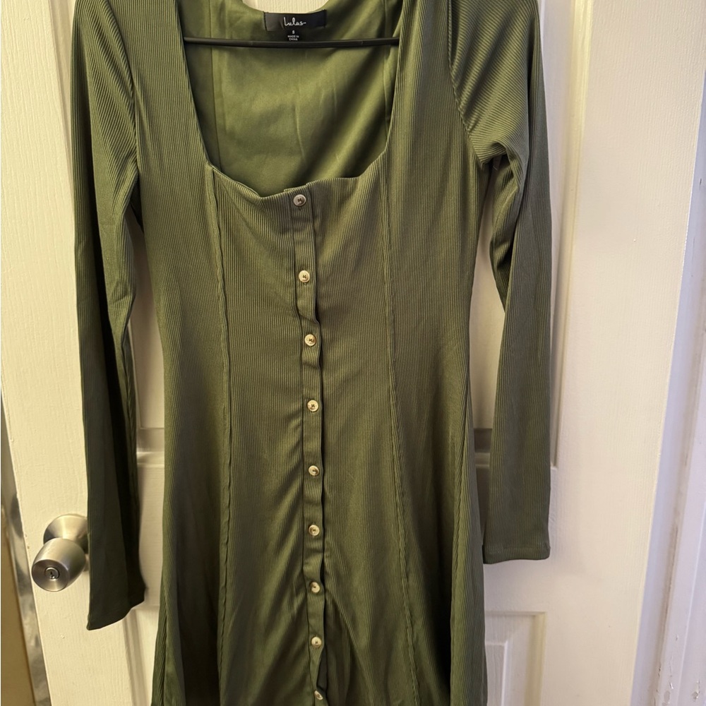 Lulu's Sage Green Long Sleeve Dress